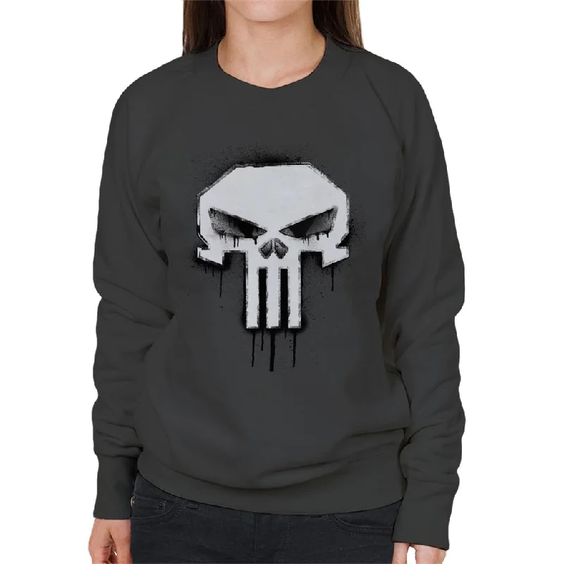 Marvel The Punisher Classic Paint Drip Skull Logo Women's Sweatshirt Hoodie with Zipper Versatile Modern Marvel The Punisher Classic Paint Drip Skull Logo Women's Sweatshirt Hoodie with Zipper Versatile Modern