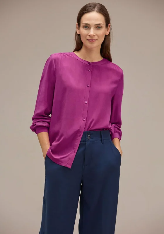 Street One Button Up Blouse, Bright Cosy Pink Casual Relaxed Fit Blouse