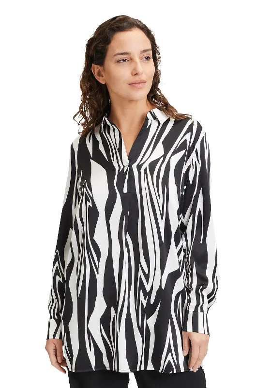 Betty Barclay Zebra Print Longline Blouse, Black & White Vintage Polka Blouse