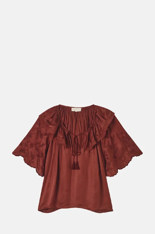 Eden Blouse Burnt Sienna Feminine Puff Blouse