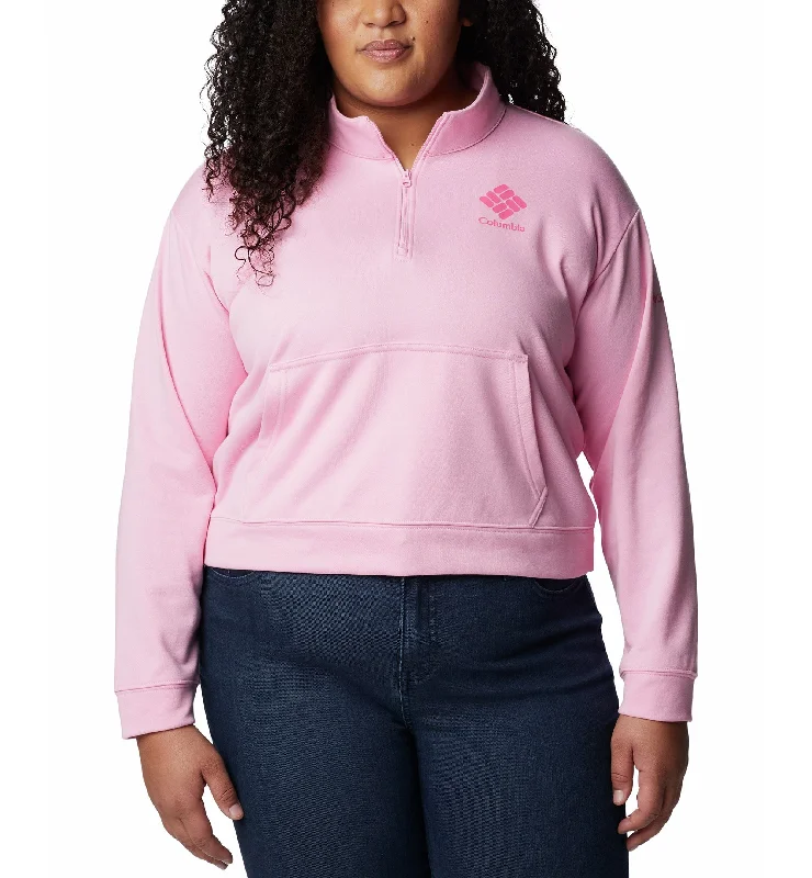Plus Size Trek Quarter-Zip Sweatshirt Hoodie with Emblem Brand Identity