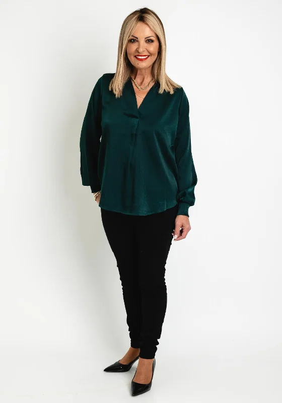 Fransa V-Neck Lightweight Blouse, Ponderosa Pine Double-Layered Blouse