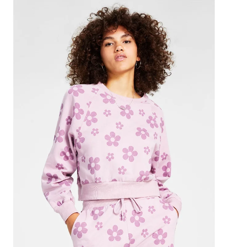 Juniors' Floral-Print Sweatshirt Hoodie with Camouflage Military Edgy