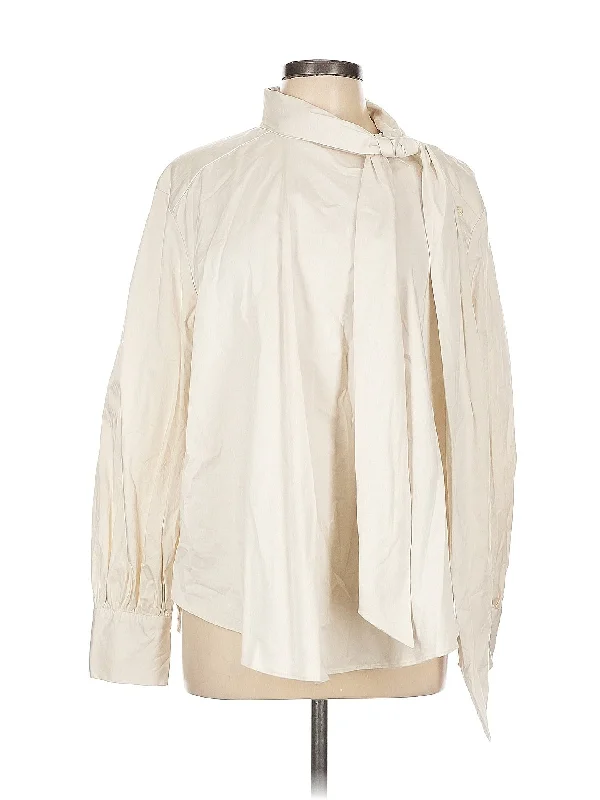 Long Sleeve Blouse Textured Cotton Blouse