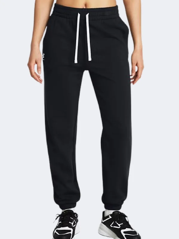 Under Armour Rival Terry Women Lifestyle Pant Black/White Stretch Fit Pants