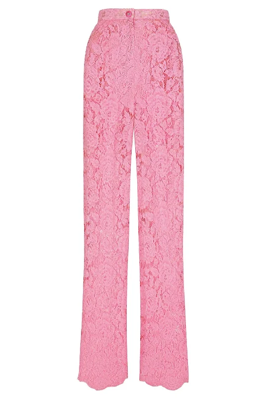 Stretch Lace Pants High-Waist Trousers