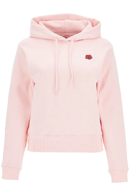 Hooded Sweatshirt With Bo  - Pink Hoodie with Elastic Waist Stretchable Comfortable