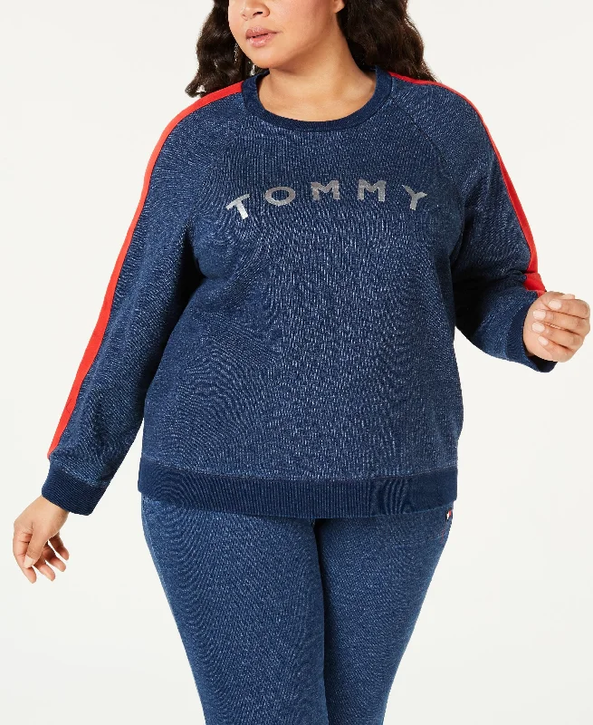 Tommy Hilfiger Sport Plus Size Cotton Logo Sweatshirt Hoodie with Drawstring Waist Adjustable Fitted Tommy Hilfiger Sport Plus Size Cotton Logo Sweatshirt Hoodie with Drawstring Waist Adjustable Fitted