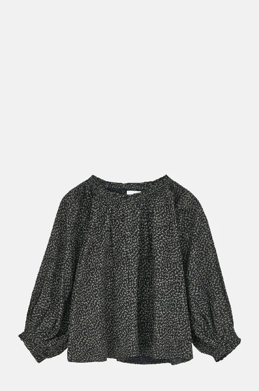 Carla Blouse Eline Print Black/Beige Slim Fit Blouse