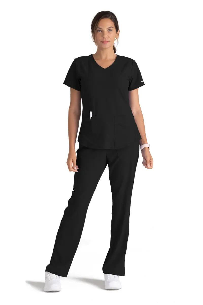Skechers Women's Scrub Set Breeze Top & Tall Reliance Pant | Black Trendy Tapered Pants Skechers Women's Scrub Set Breeze Top & Tall Reliance Pant | Black Trendy Tapered Pants