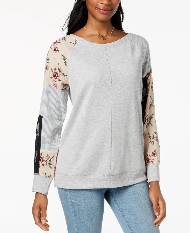 Style & Co Patchwork Sleeve Sweatshirt Hoodie with Double Zipper Versatile Adjustable Style & Co Patchwork Sleeve Sweatshirt Hoodie with Double Zipper Versatile Adjustable