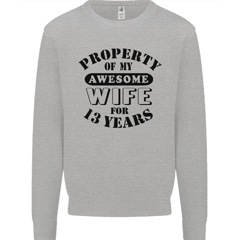 13th Wedding Anniversary 13 Year Funny Wife Mens Sweatshirt Jumper Hoodie with Neon Bright Vibrant 13th Wedding Anniversary 13 Year Funny Wife Mens Sweatshirt Jumper Hoodie with Neon Bright Vibrant