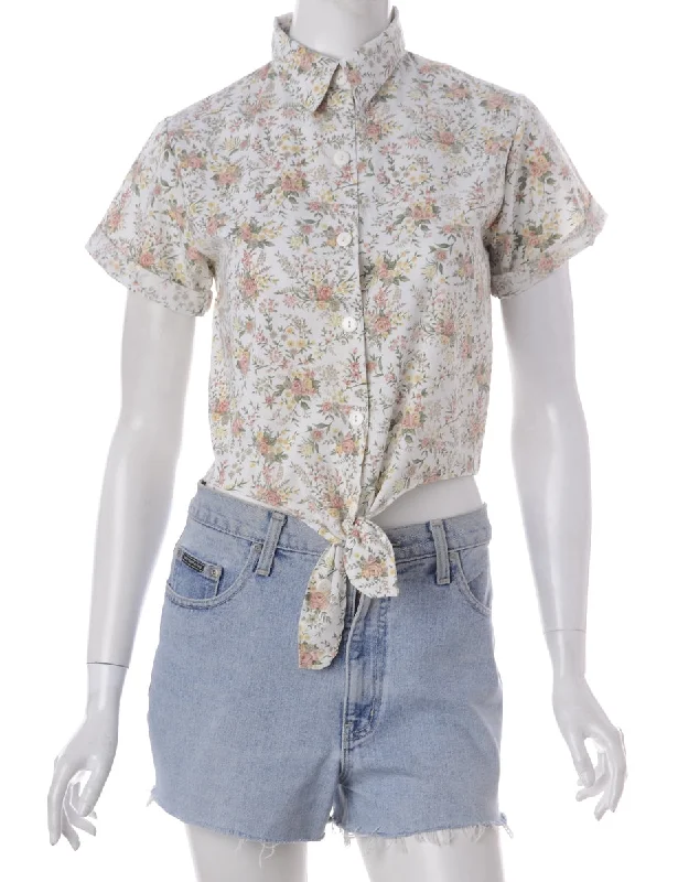 Label Peggy S/S Print Tie Blouse Satin Drape Blouse
