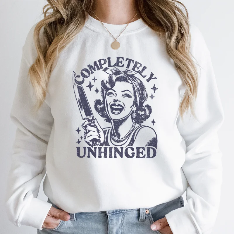 Completely Unhinged Distressed Sweatshirt Hoodie with Logo Branding Identity