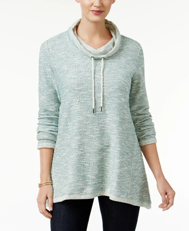 Style & Co Petite Marled Funnel Neck Sweatshirt Hoodie with Hidden Zipper Minimalist Clean Style & Co Petite Marled Funnel Neck Sweatshirt Hoodie with Hidden Zipper Minimalist Clean