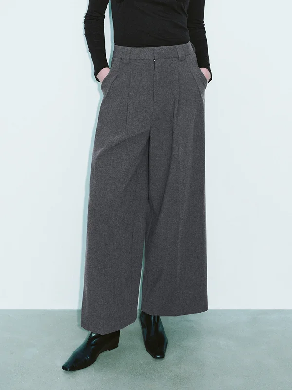 Regular Wide-Leg Pants Elegant Palazzo Trousers