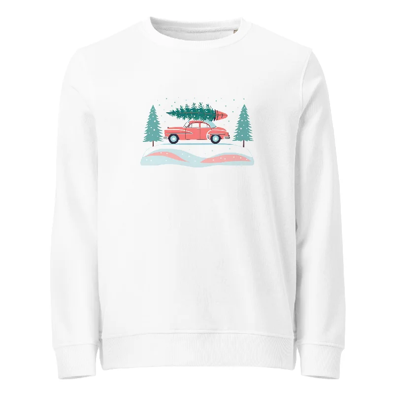 Festive Spirit Christmas Graphic Women Organic Sweatshirt Hoodie with Puffed Sleeves Voluminous Trendy