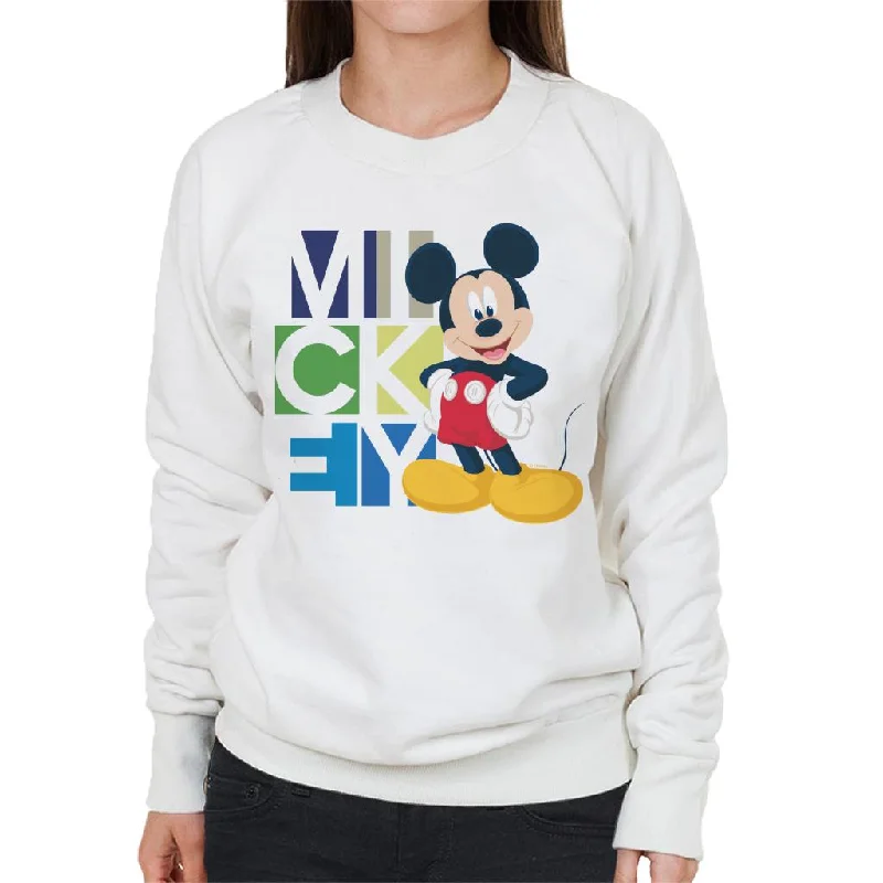 Disney Mickey Mouse Pose Women's Sweatshirt Hoodie with Front Slit Layering Stylish