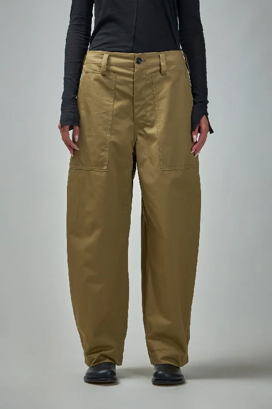 Pants with Patched Pockets Elegant High-Waist Pants