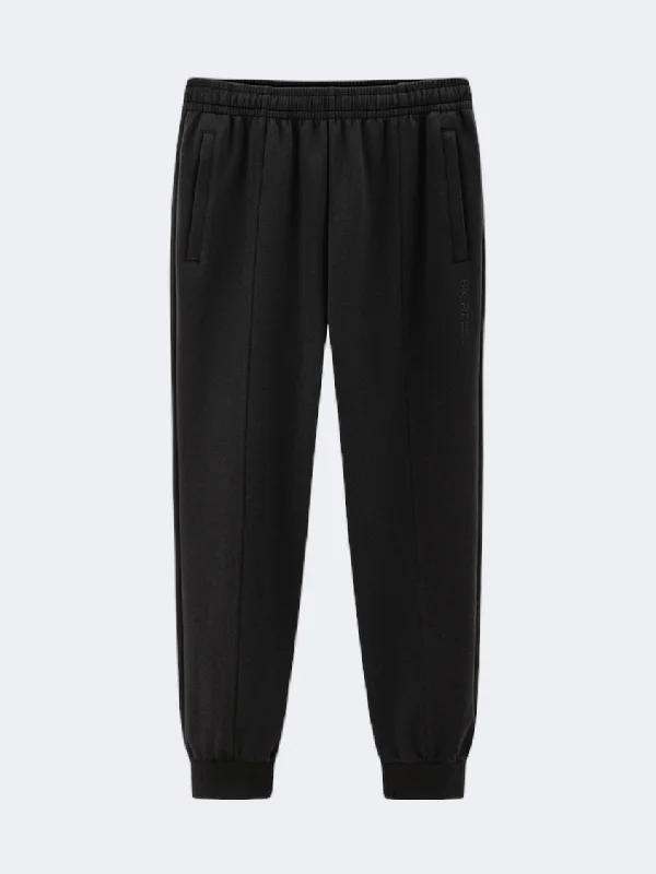 Erke Knitted Cropped Women Lifestyle Pant Black Comfy Athletic Pants