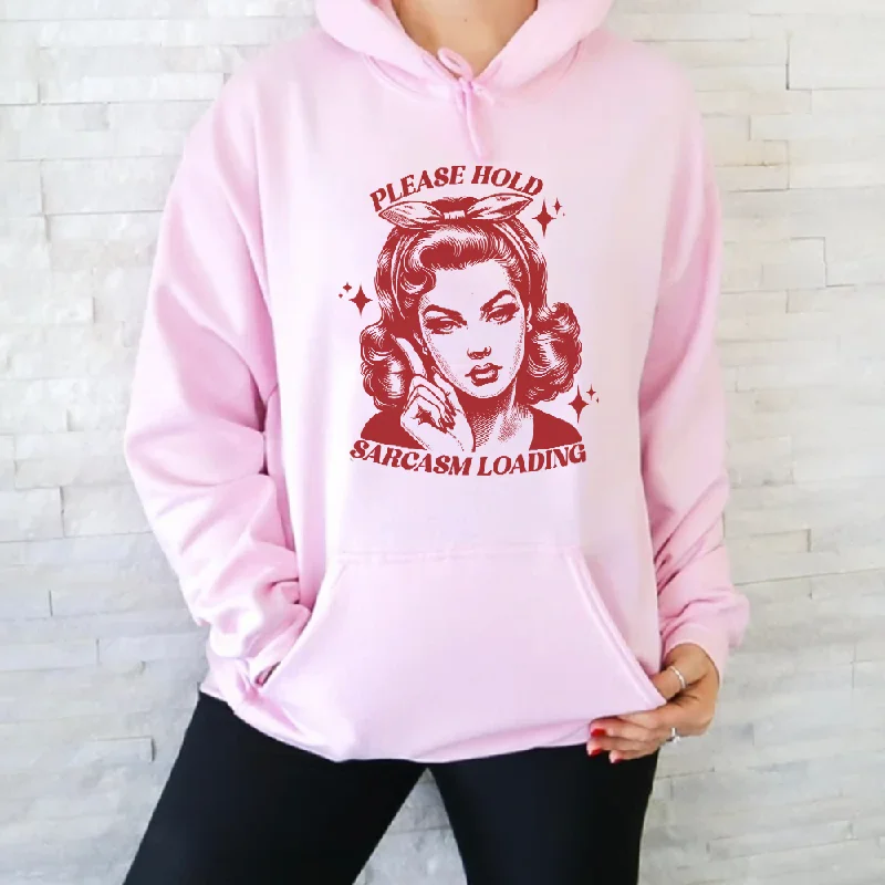 Sarcasm Loading Retro Graphic Hoodie Hoodie with Set-In Sleeves Structured Classic