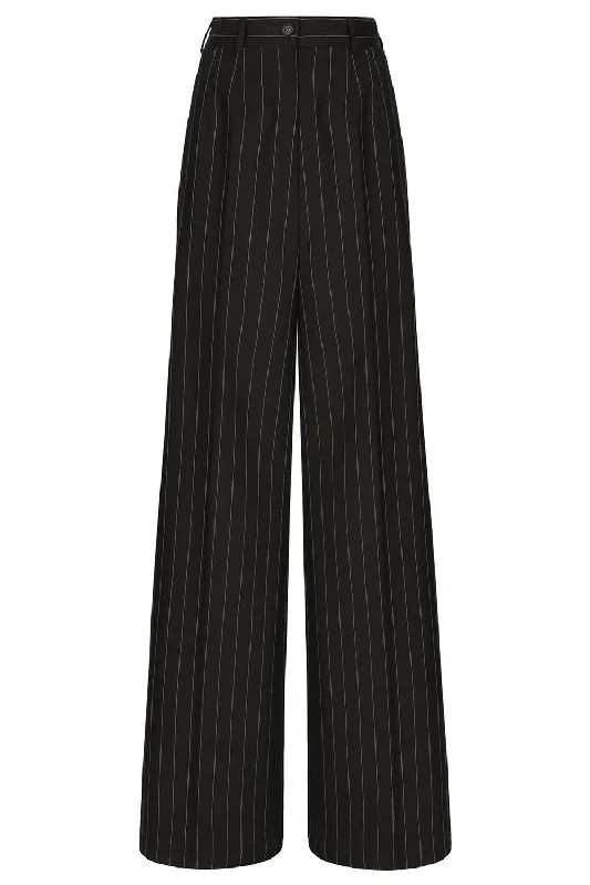 Pinstriped Wide Leg Pant Soft Stretch Pants