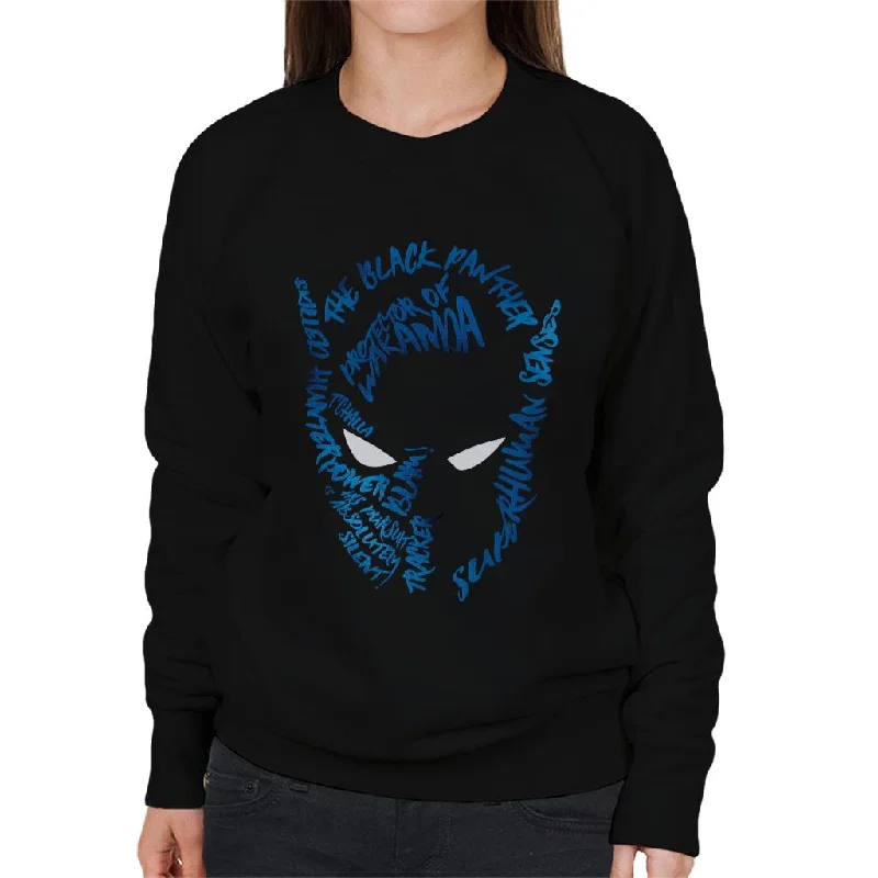 Marvel Mask Text Outline Black Panther Women's Sweatshirt Zip Hoodie Drawstring Kangaroo Pocket Marvel Mask Text Outline Black Panther Women's Sweatshirt Zip Hoodie Drawstring Kangaroo Pocket