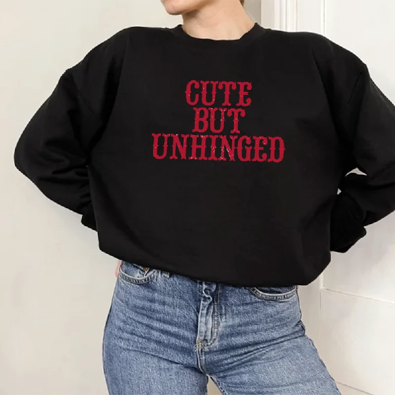 Cute But Unhinged Women's Sweatshirt Hoodie Crop Top Short Trendy