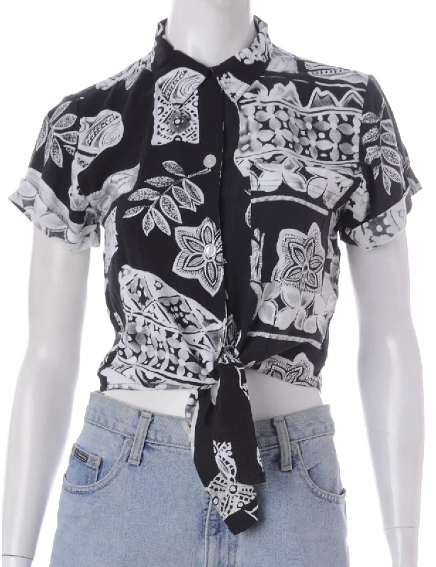 Label Peggy S/S Print tie Blouse Frilled Cuff Blouse