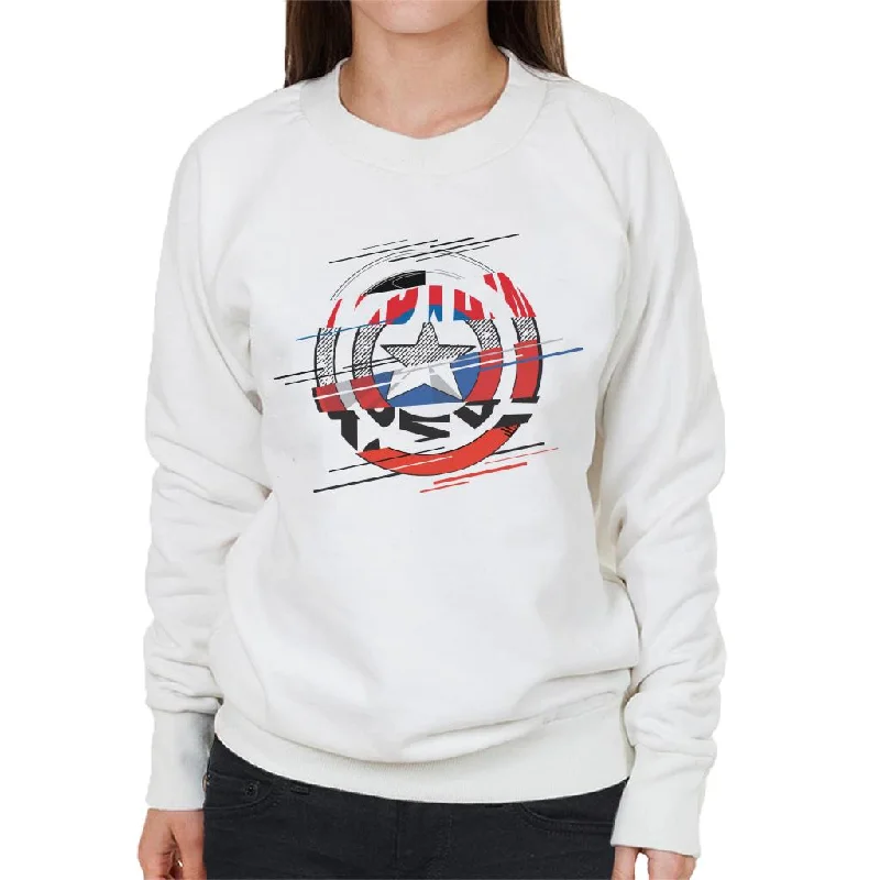 Marvel Captain America Slashed Shield Women's Sweatshirt Hoodie with Neon Bright Vibrant Marvel Captain America Slashed Shield Women's Sweatshirt Hoodie with Neon Bright Vibrant