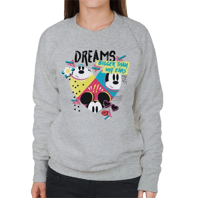 Disney Mickey Mouse Dreams Bigger Than My Ears Women's Sweatshirt Hoodie with Hem Elastic Stretchable Comfortable Disney Mickey Mouse Dreams Bigger Than My Ears Women's Sweatshirt Hoodie with Hem Elastic Stretchable Comfortable