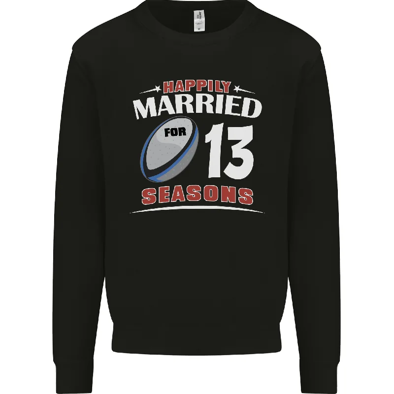 13 Year Wedding Anniversary 13th Rugby Mens Sweatshirt Jumper Hoodie Jacket Zipper Layering 13 Year Wedding Anniversary 13th Rugby Mens Sweatshirt Jumper Hoodie Jacket Zipper Layering