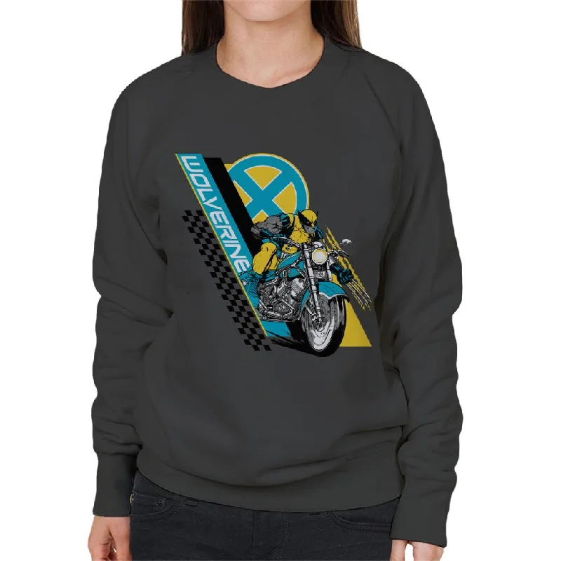 Marvel Wolverine Motorcycle X Men Women's Sweatshirt Hoodie with Full-Zip Functional Layering Marvel Wolverine Motorcycle X Men Women's Sweatshirt Hoodie with Full-Zip Functional Layering