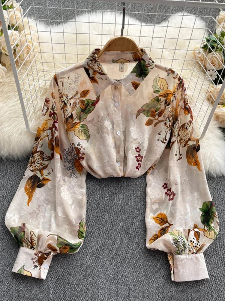 Women's Loose Fashion Designer Chiffon Blouse Long-Sleeve Tops Soft Pastel Blouse
