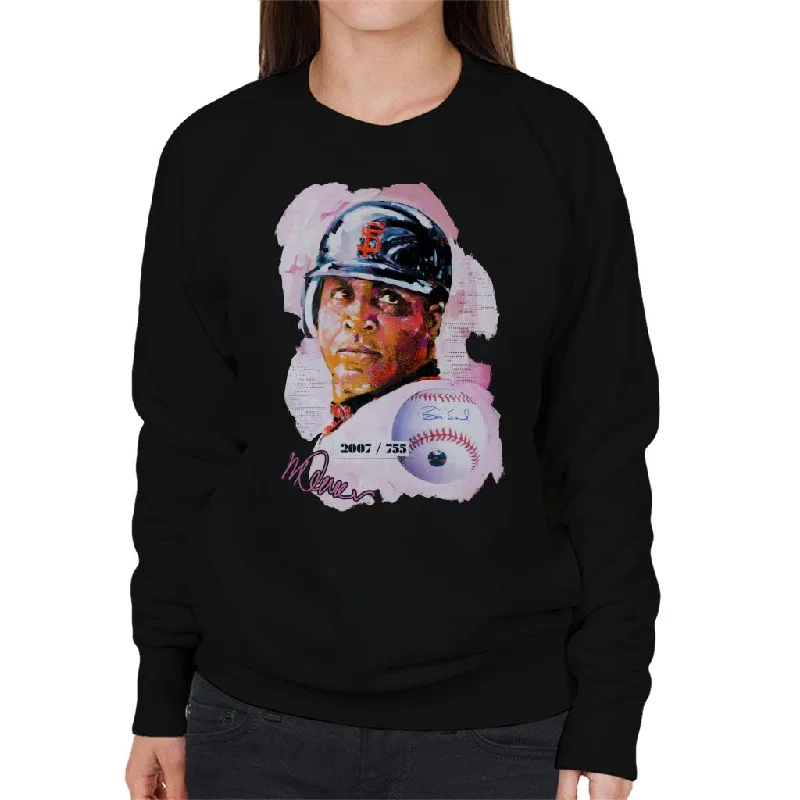 Sidney Maurer Original Portrait Of Giants Baseball Player Barry Bonds Women's Sweatshirt Hoodie with Puffed Sleeves Voluminous Trendy Sidney Maurer Original Portrait Of Giants Baseball Player Barry Bonds Women's Sweatshirt Hoodie with Puffed Sleeves Voluminous Trendy