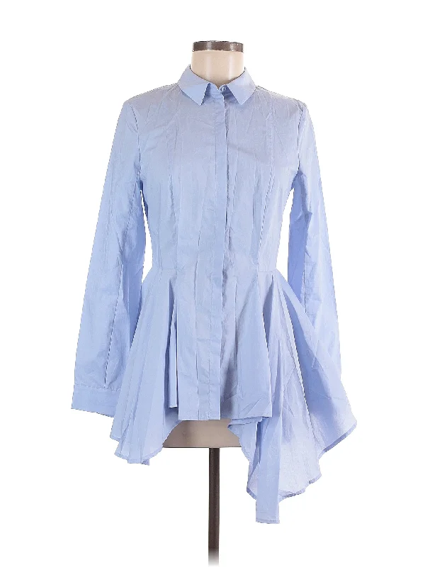 Long Sleeve Blouse Silky Draped Blouse
