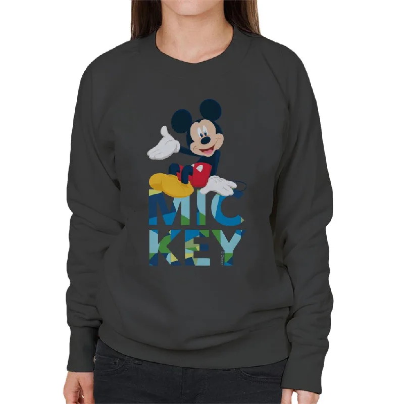 Disney Mickey Mouse Colour Text Women's Sweatshirt Hoodie with Button Placket Classic Preppy Disney Mickey Mouse Colour Text Women's Sweatshirt Hoodie with Button Placket Classic Preppy