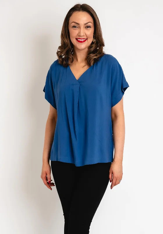 B.Young Josa V-Neck Marble Print Blouse, True Navy Peter Pan Blouse