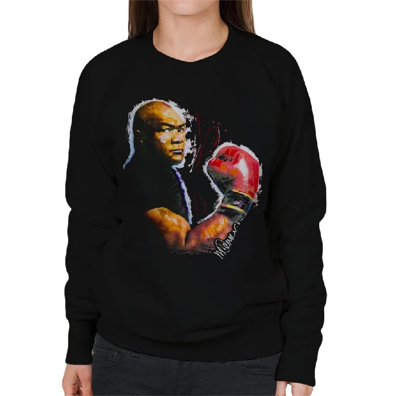Sidney Maurer Original Portrait Of George Foreman Women's Sweatshirt Hoodie with Strings Custom Fit Adjustable