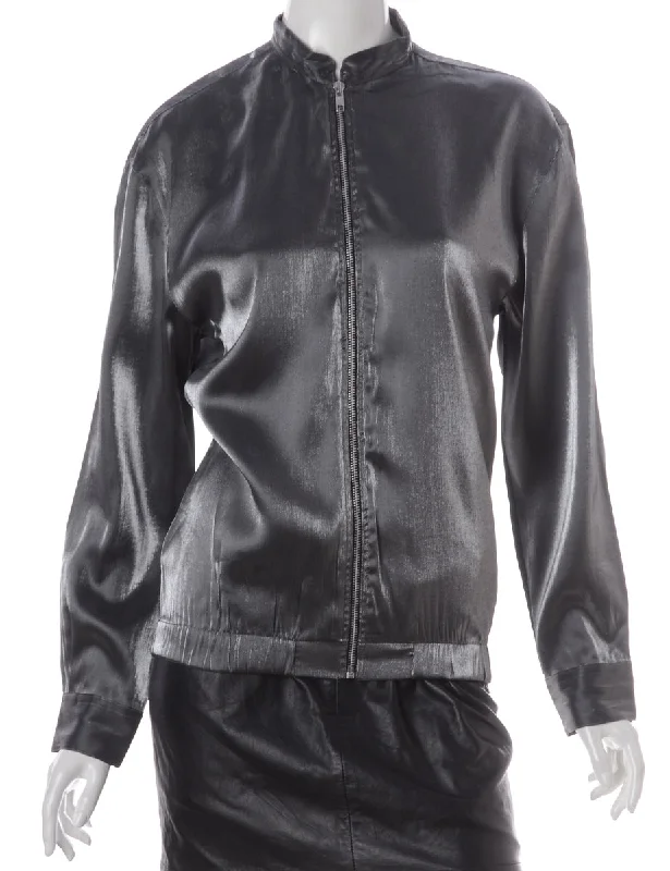 Label Silver Blouse Bomber Double-Layered Blouse