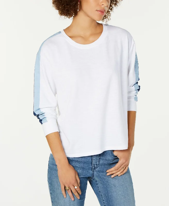 Style & Co Striped Sleeve Sweatshirt Hoodie with Reflective Safety Nightwear