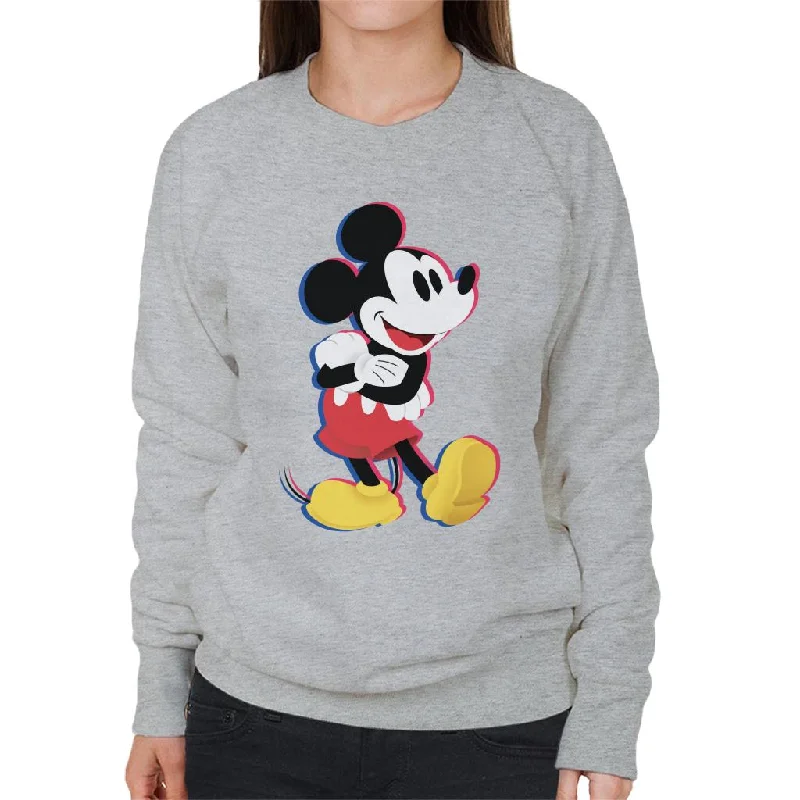 Disney Mickey Mouse Arms Folded Women's Sweatshirt Hoodie with Fur Luxurious Winter