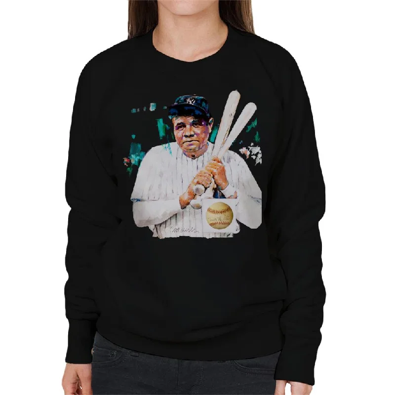 Sidney Maurer Original Portrait Of Giants Baseball Player Babe Ruth Women's Sweatshirt Hoodie with Neon Bright Vibrant Sidney Maurer Original Portrait Of Giants Baseball Player Babe Ruth Women's Sweatshirt Hoodie with Neon Bright Vibrant