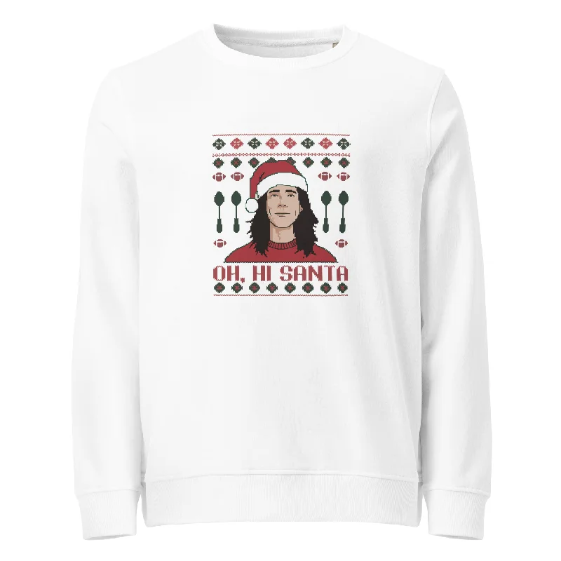 Ho Hi Santa Graphics Women Organic Sweatshirt Hoodie with Applique Textured Unique