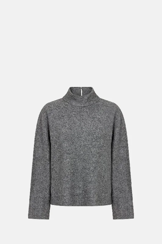 Icon Blouse Dark Grey Melange Relaxed Fit Blouse
