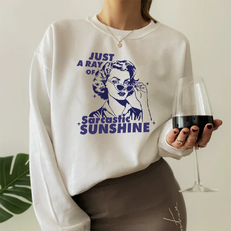 A Ray Of Sarcastic Sunshine Retro Women's Sweatshirt Hoodie with Hidden Zipper Minimalist Clean A Ray Of Sarcastic Sunshine Retro Women's Sweatshirt Hoodie with Hidden Zipper Minimalist Clean