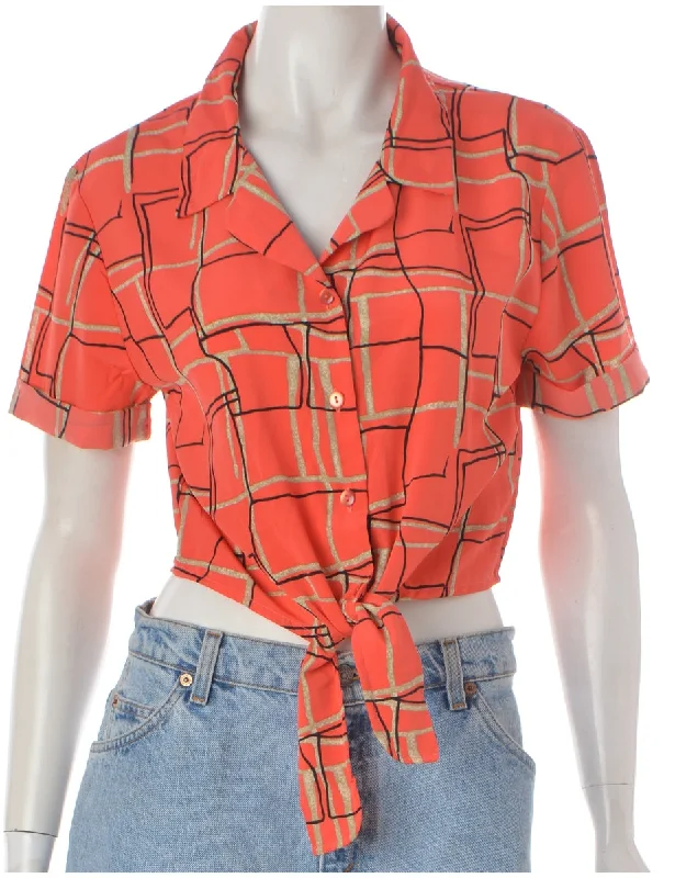 Label Salmon Pink Tie Front Blouse Classic Minimalist Blouse