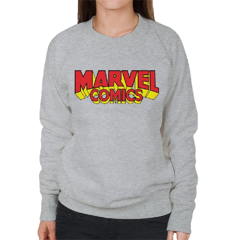 Marvel Comics Retro Red Yellow Logo Women's Sweatshirt Hoodie with Back Slit Movement Comfort Marvel Comics Retro Red Yellow Logo Women's Sweatshirt Hoodie with Back Slit Movement Comfort