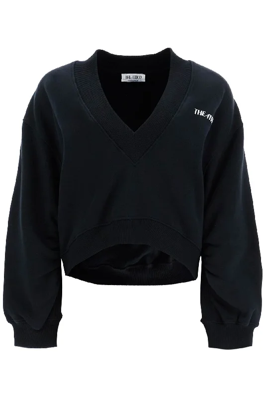 Oversized Sweatshirt With Deep V-neck - Black Hoodie with Elastic Waist Stretchable Comfortable Oversized Sweatshirt With Deep V-neck - Black Hoodie with Elastic Waist Stretchable Comfortable