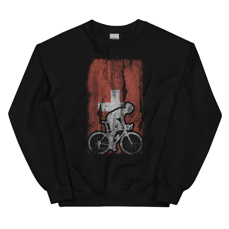 Schweizer Flagge 1 und Radfahren - Sweatshirt (Unisex) Hoodie with Back Slit Movement Comfort Schweizer Flagge 1 und Radfahren - Sweatshirt (Unisex) Hoodie with Back Slit Movement Comfort